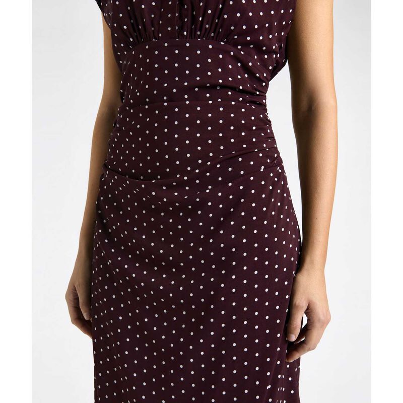 Cue Plum Polka Dot Collared Midi Dress image number 2
